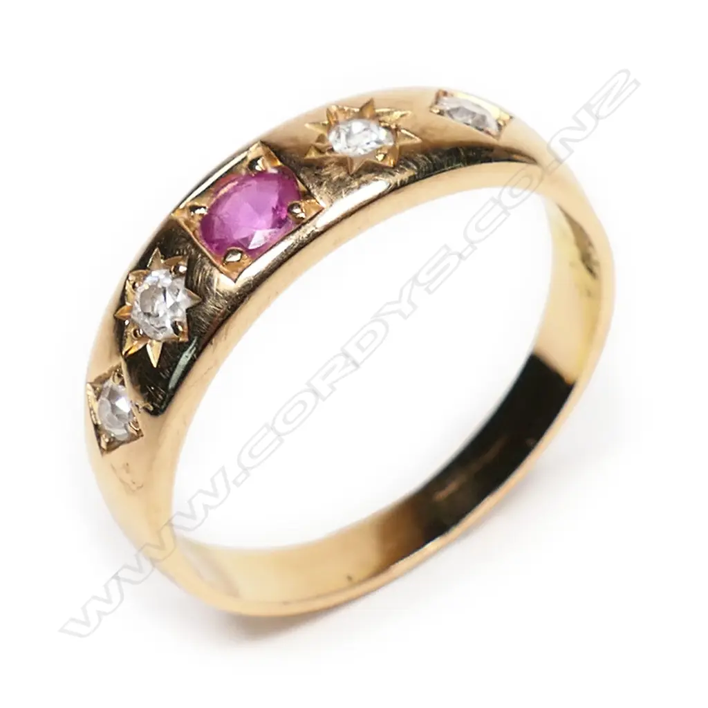 Adolph Kohn (Auckland)18ct gold ruby and diamond ring, Image 1++
